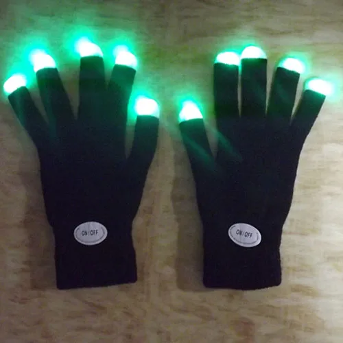 Новейший светодиодный Rave мигающие перчатки светящиеся 7 Режим светильник на палец светильник ing черные перчатки