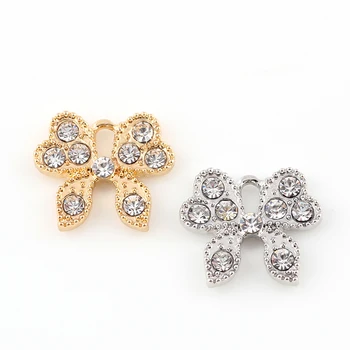 

16*18mm Silver Metal Zinc Alloy Crystal Bowknot Charm Pendant Women Necklace Braclelet Jewelry Making