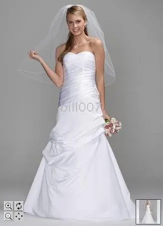 Satin A Line Wedding Dresses Gown With Pleated Drop Waist Bodice Satin A Line Wedding Dresses Gown With Pleated Drop Waist Bodice Pickup Skirt Db