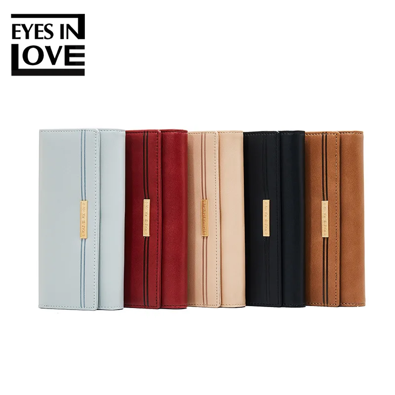

Women's wallet 2019 new simple fashion striped wallet PU hardware multi-card long wallet clutch bag multi-function bag