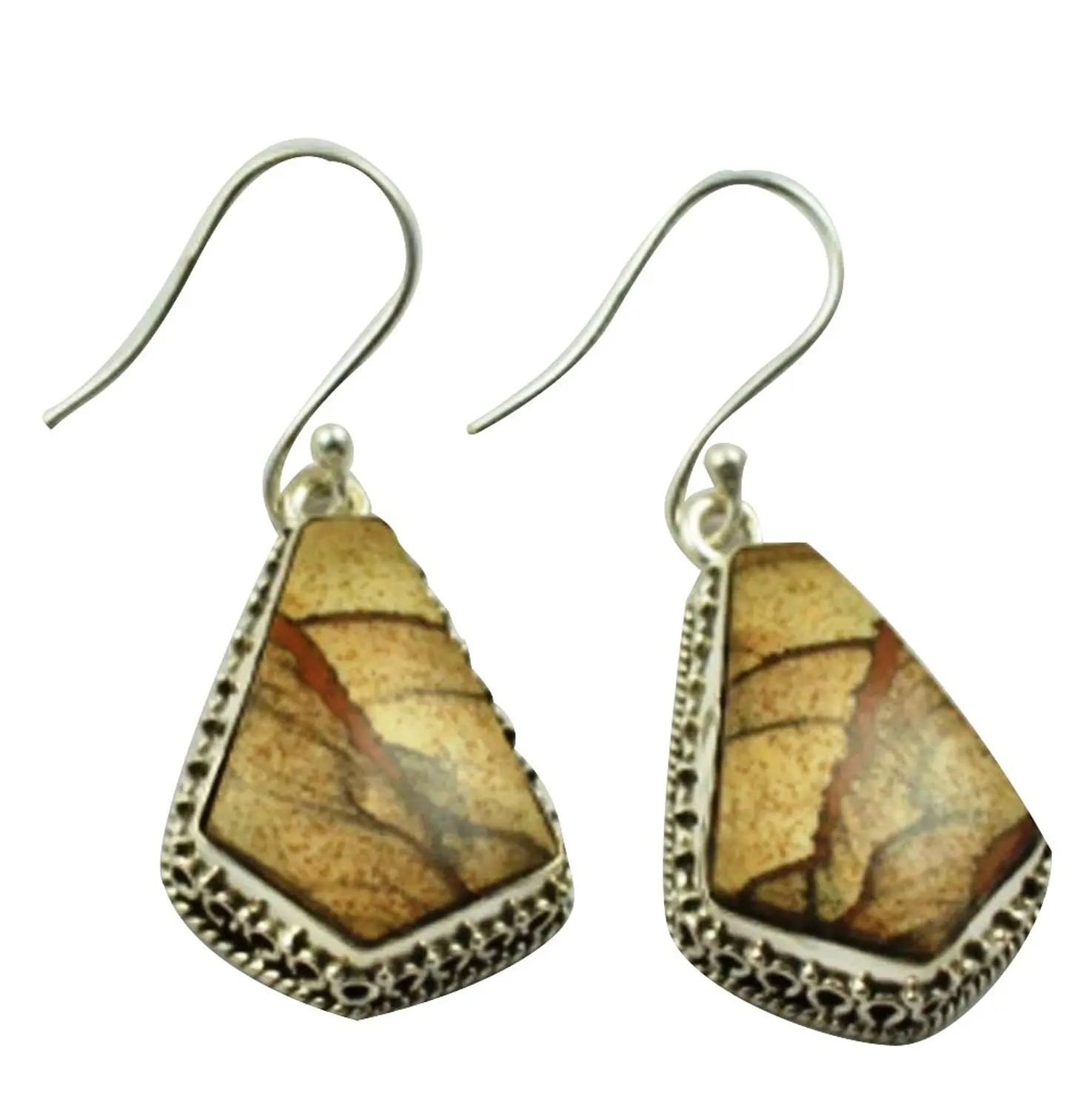 

LoveGem Genuine Picture Jasper EARRINGS 925 Sterling Silver, 40.6mm, AE2376