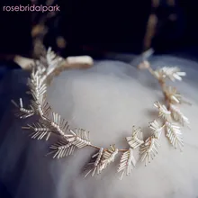 Rosebridalpark, золотые головные уборы ручной работы, тиара, свадебные повязки на голову, лоза для невесты, аксессуары для волос, для девушек, на выпускной, ювелирные изделия a906