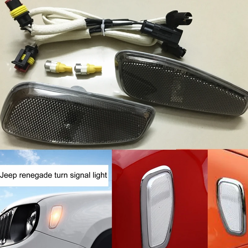 

2 PCS Black White Orange Front Turn Side Signals Light Cover For Jeep Renegade 2014-2016 Side Reflection WarningTurn Signal Lamp