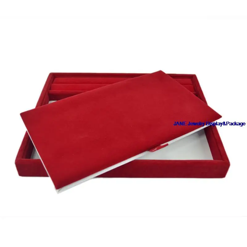 

Free Shipping 2016 Newest Wholesale 3 color Jewelry Rings Earring Necklace Display Show Case Organizer Tray Box