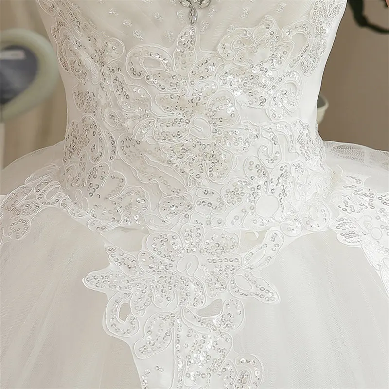 Новое поступление года настоящая фотография Большие размеры Милая Блестки свадебные платья недорогие белые платья невесты платья Vestidos De Novia HS101