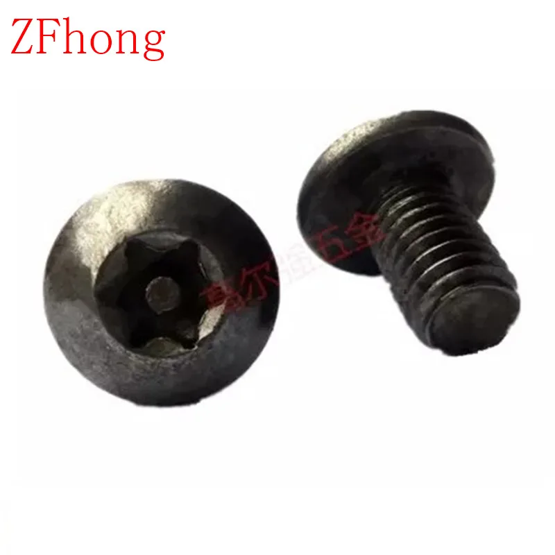 

100pcs/lot ISO7380 M2.5*5/6/8/10 Steel with black Torx Button Head Tamper Proof Security Screw Screws