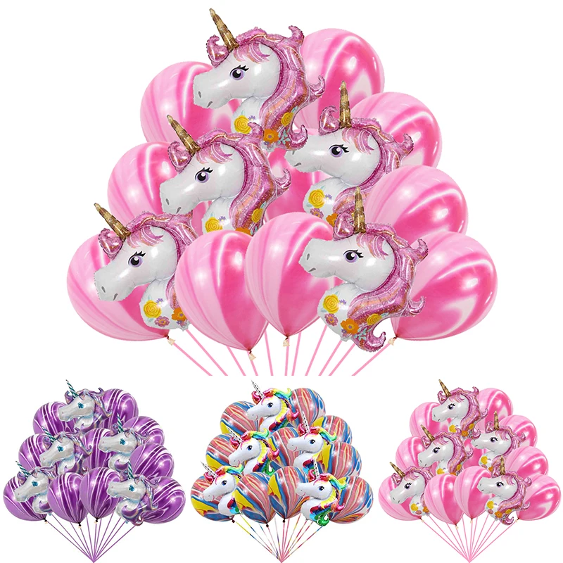 

Mini Unicorn Balloon Agate Ballon Unicorn Purple Pink Color Polaroid Horse Head Aluminum Foil Aluminum Film Balloons birthday