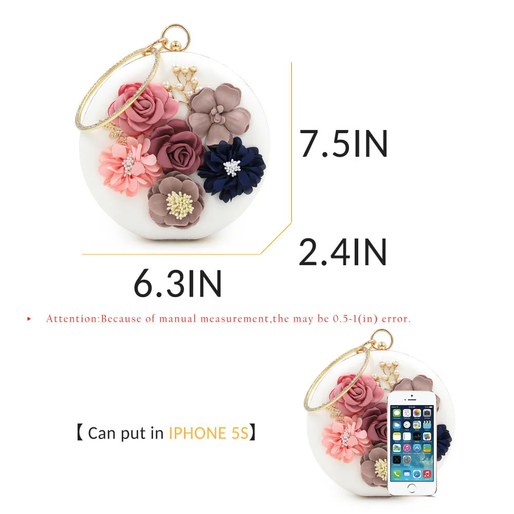 Milisente Evening Purse for Women Round Crystal Evening Bags Ladies Handbag Flower Wedding Purse Shoulder Bag Milisente Evening Purse for Women Round Crystal Evening Bags Ladies Handbag Flower Wedding Purse Shoulder Bag