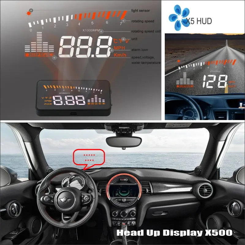ФОТО Car HUD Head Up Display For Mini Cooper R55 R56 R57 R60 R61 - Refkecting Windshield Screen Safe Driving Screen Projector