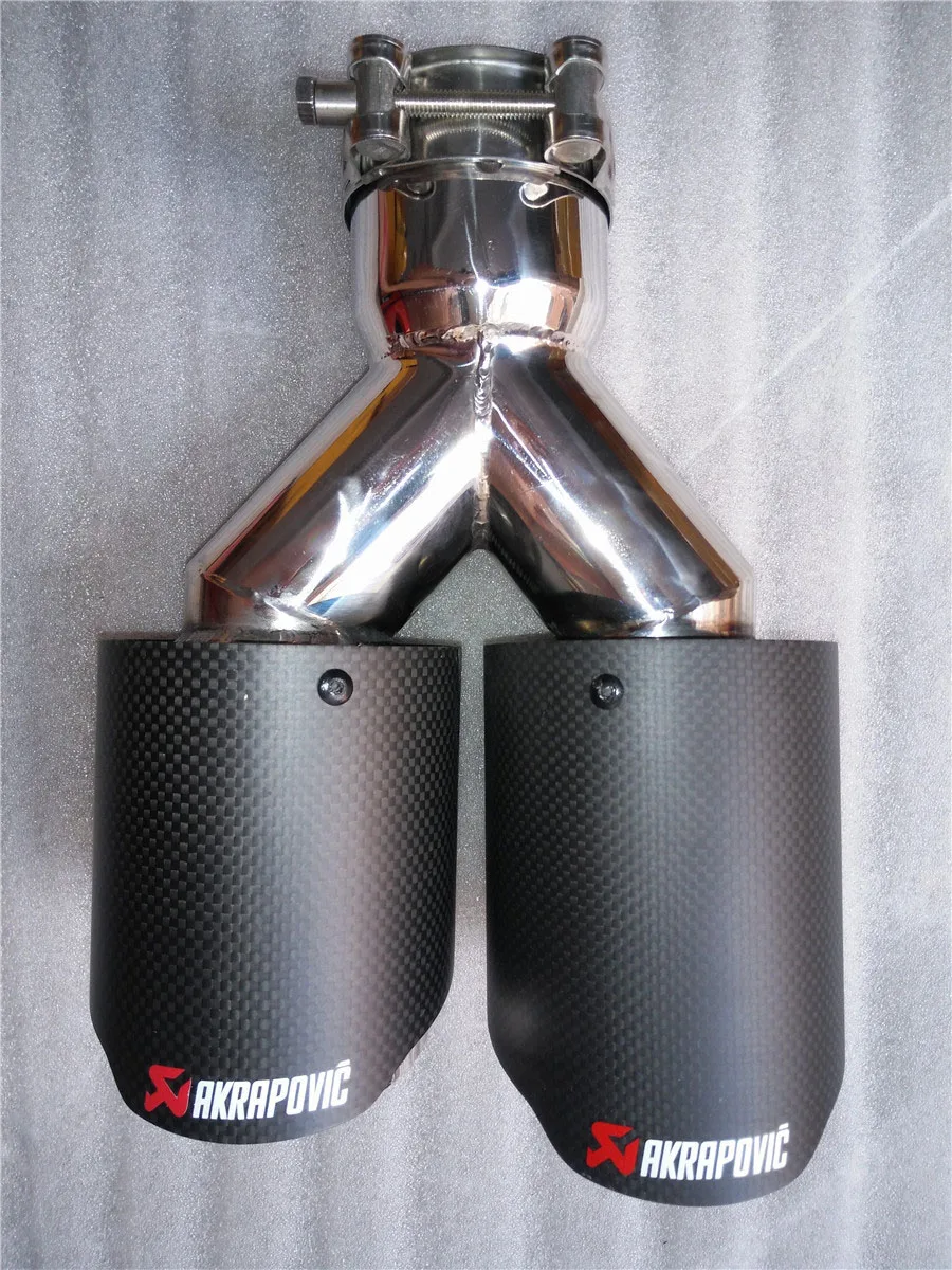 Одна пара Inlet63mm-Outlet 89 мм(двойной) для AKRAPOVIC AK карбоновый наконечник выхлопной трубы для BMW для Volkswagen для Benz