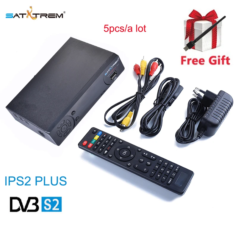 

5pcs Satxtrem IP-S2 Plus Best HD 1080P DVB-S2 Satellite Receiver +USB WiFi Support Dolby PowerVu Biss Key IKS Satellite Receptor