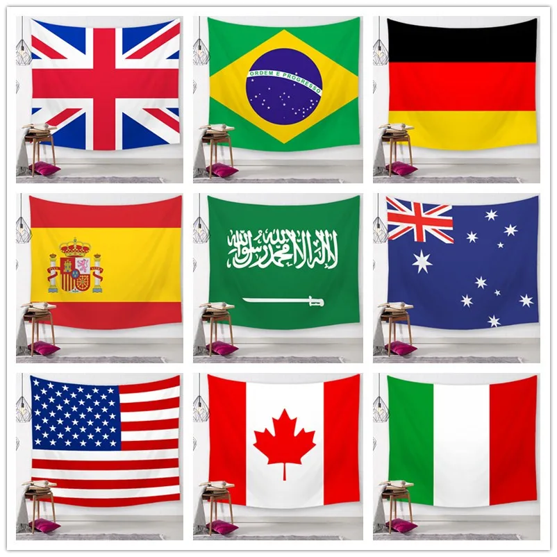 

Flag Pattern Tapestry High-Definition Map Fabric Wall Hanging Decor Watercolor Map Letter Polyester Table Cover Yoga Beach towel