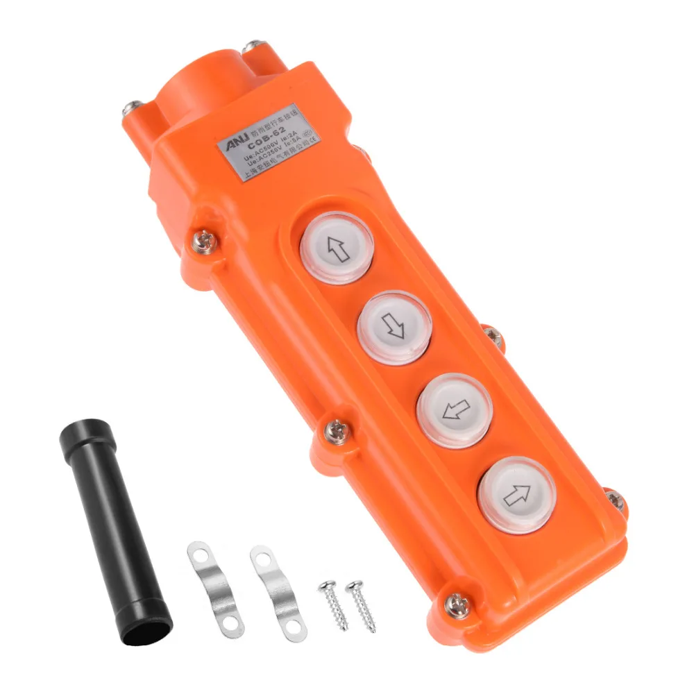 

Uxcell Rainproof Hoist Crane Pendant Control Station Push Button Switch Up Down East West South North For Hoist Crane 2/4/6 Ways