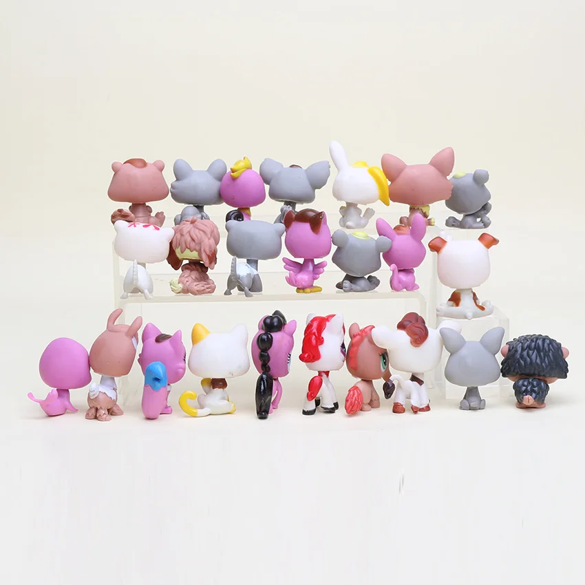 24Pcs/bag Lps Toy Little Pet Shop Cute Doll Pvc Animal Model Mini Short Hair Cat Action Stand Figure Kids Toy for Children Gift