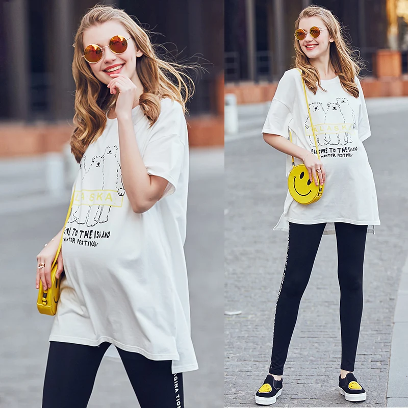 

Maternity Clothes Pregnant Women Short Sleeved T-shirt Cotton Summer Maternity Loose Mother European and American Woman Clothes