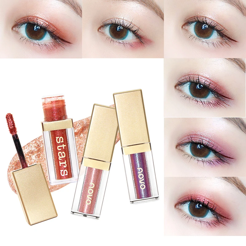 

NOVO 6 Colors Waterproof Metallic Liquid Eyeshadow Tint Diamond Shine Shimmer Eyeshadow Makeup Long Lasting Eye Shadow Cosmetic
