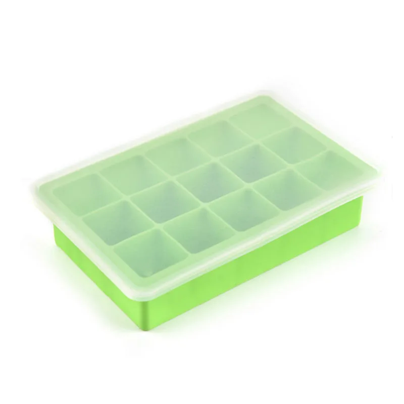 

With Cover Lid Ice Box/DIY 15 Cubes Silicone Ice Lattice Mold/Ice Cube Frozen Making Tool Ice Cube Tray Kitchen Bar Accessories