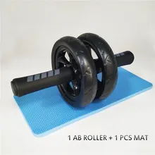 New Keep Fit Wheels No Noise Double Abdominal Wheel Ab Roller With Mat For Exercise Fitness Equipment Man Women GYM A