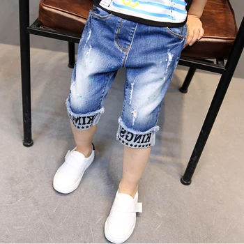 

Boys pants children's denim clothes 2020 new summer boys shorts knee length leggings big kids casual 100% cotton letter trousers