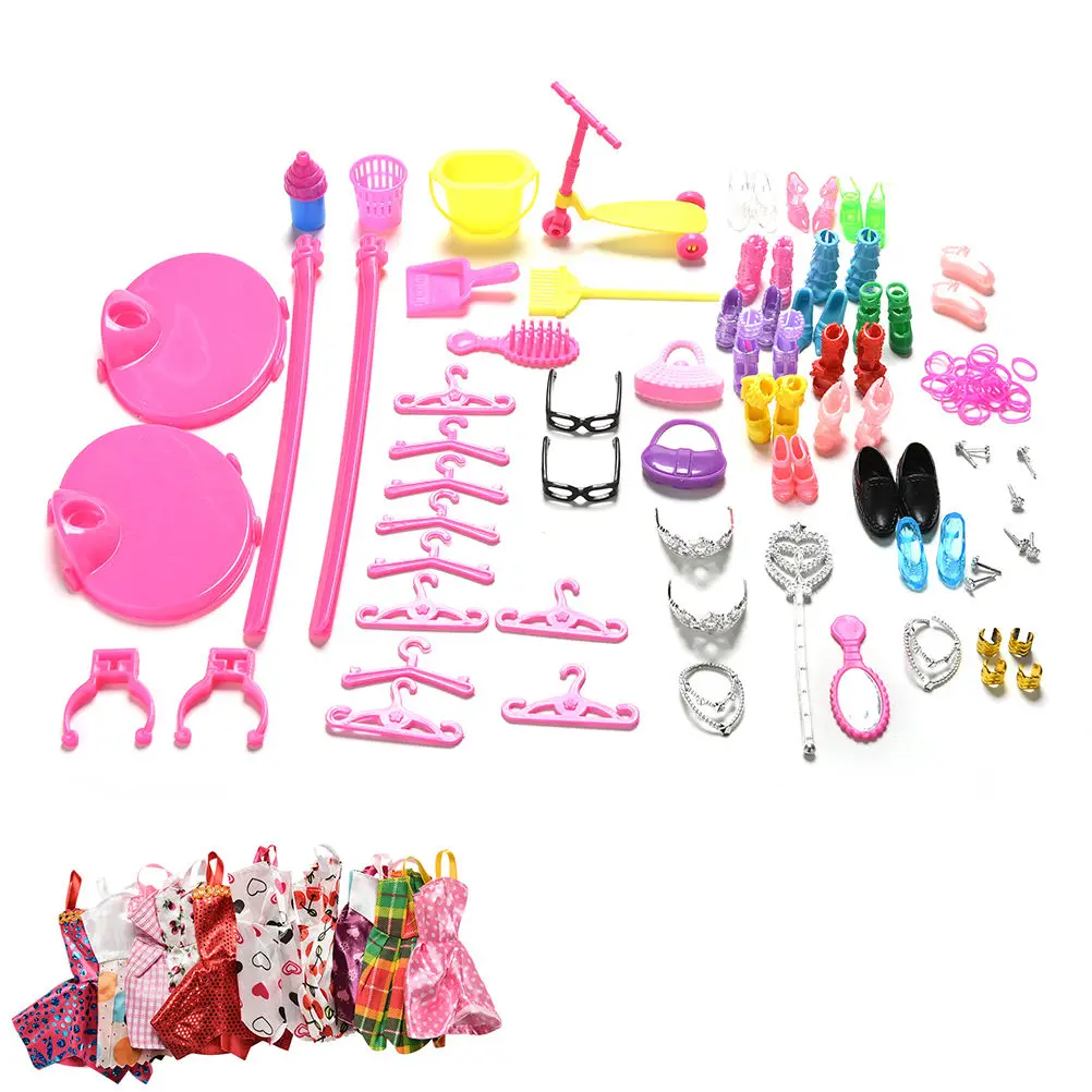 1 مجموعة الساخن بيع الأحذية حقيبة مرآة شماعات مشط الأثاث اللباس ل دمية الدمى اكسسوارات مجموعة ل ألعاب الدمى الطفل هدايا
