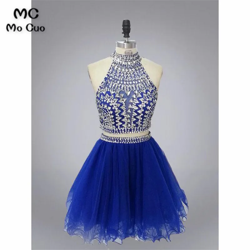 Prom Dresses 2018, Prom Dresses Two Piece, High Neck Prom Dresses 32