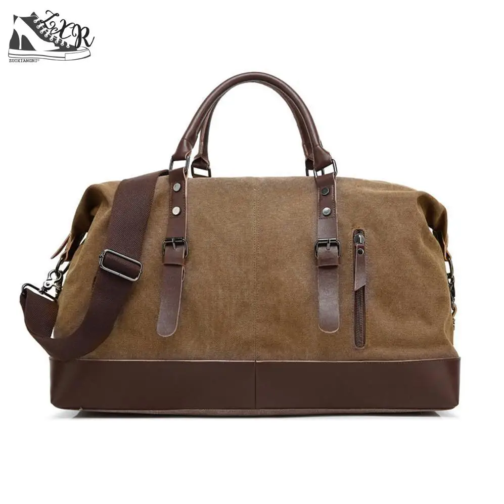 

New European And American Style Men's Travel Bag Retro Canvas Bag Fashion Luggage Zipper Travel Portable Duffel Weekend Bag