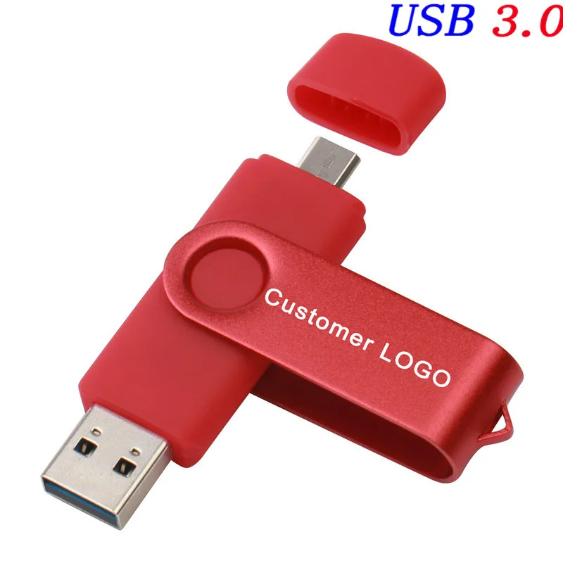 Логотип Jaster OTG USB 3,0 флеш-накопитель 4 ГБ 8 ГБ 16 ГБ 32 ГБ 64 ГБ Флешка металлический usb флеш-накопитель карта памяти - Цвет: Red