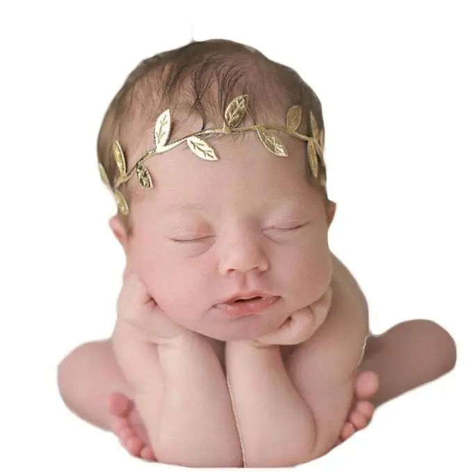 Dejorchicoco/повязка на голову с бронзовыми листьями для маленьких девочек; эластичная повязка на голову для новорожденных; мягкая легкая повязка на голову для фотосъемки новорожденных