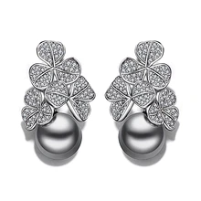 

Romantic Pearl Earrings For Women Luxury inlaid Cubic Zircon Simulated Pearl With Princess Style Wedding Fashion Jewelry Earring