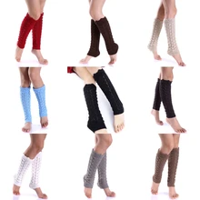 Модные женские вязаные зимние длинные сапоги до колена с вырезами, вязаные сапоги, носки, сапоги, аксессуары