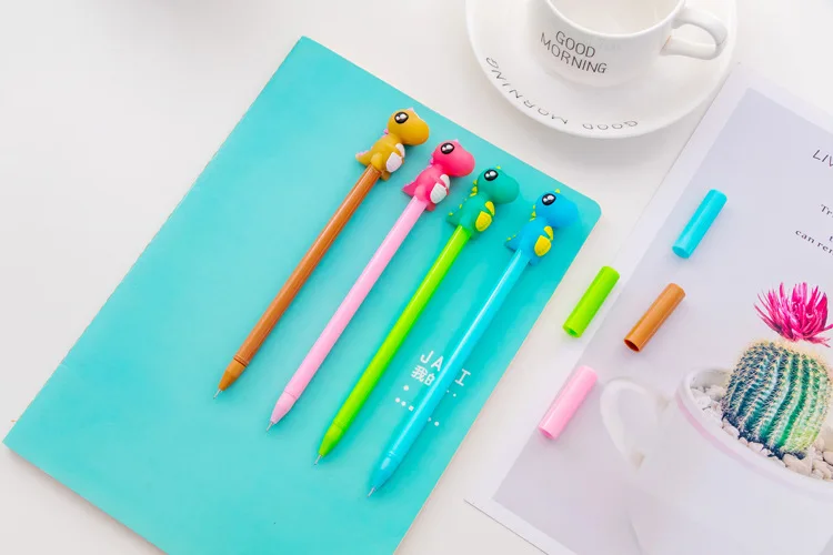 Preta para Escrever Artigos de Papelaria Jonvon Satone Criativo Bonito Colorido Pequenos Dinossauros Neutro Caneta Estudante Atacado 40 Pçs 2 High Quality Material escolar e de escritório