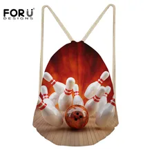 FORUDESIGNS/повседневный рюкзак с рисунком боулинга для девочек и мальчиков; модная маленькая сумка на шнурке; Женская дорожная сумка для хранения обуви