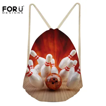 

FORUDESIGNS Bowling Pattern Daily Backpack Sack for Girls Boys Fashion Small Drawstring Bag Lady Travel Shoe Storage Bag String