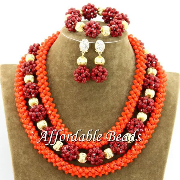

Splendid African Beads Beautiful Wedding Jewelry Set New Handmade Wholesale Free Shipping BN378