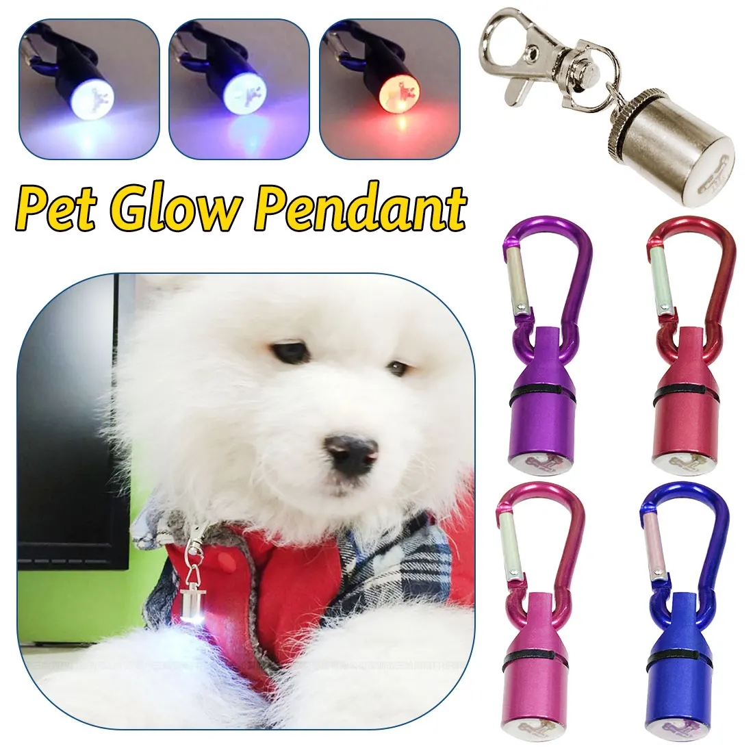 1Pc Waterproof Safety Collar Tag Pendant Aluminum Cool Flashing Glowing