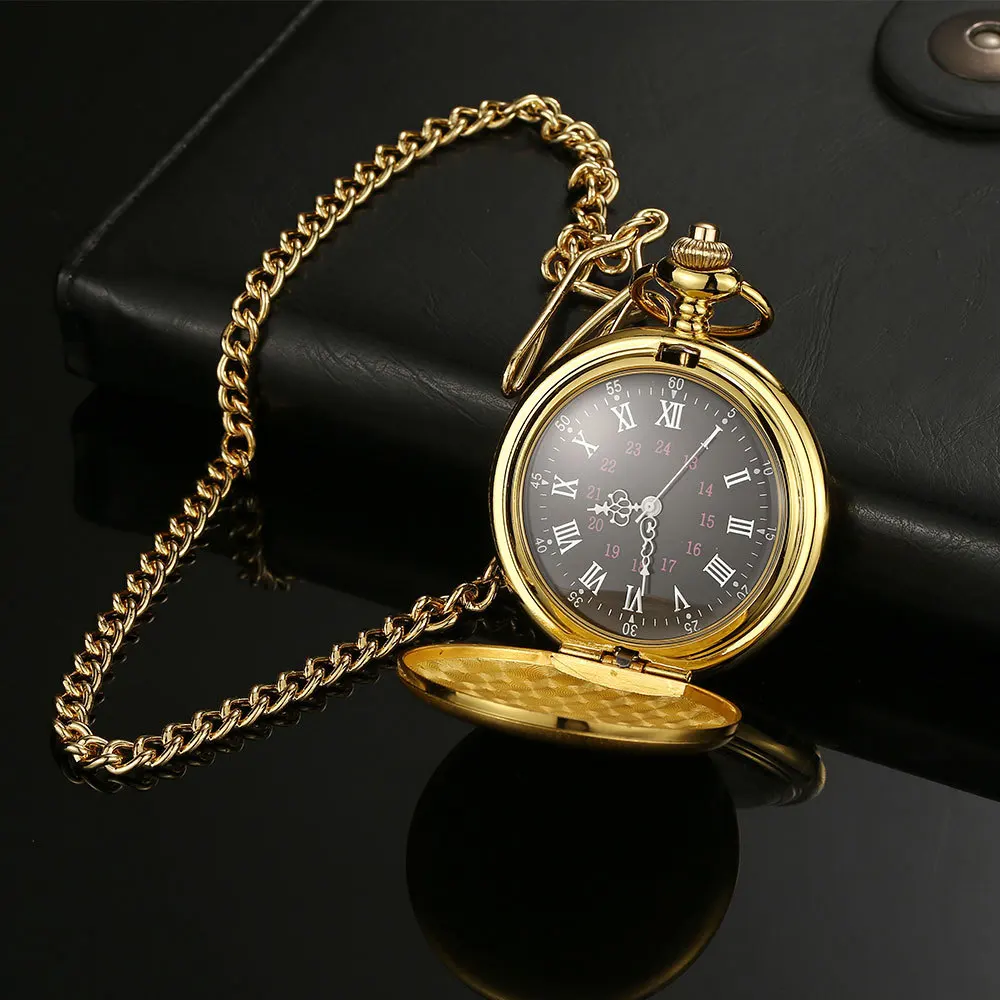 Персонализированные ретро гладкие мужские черные карманные часы серебряный лак кварцевый кармашек для часов Часы Подвеска с цепочкой под