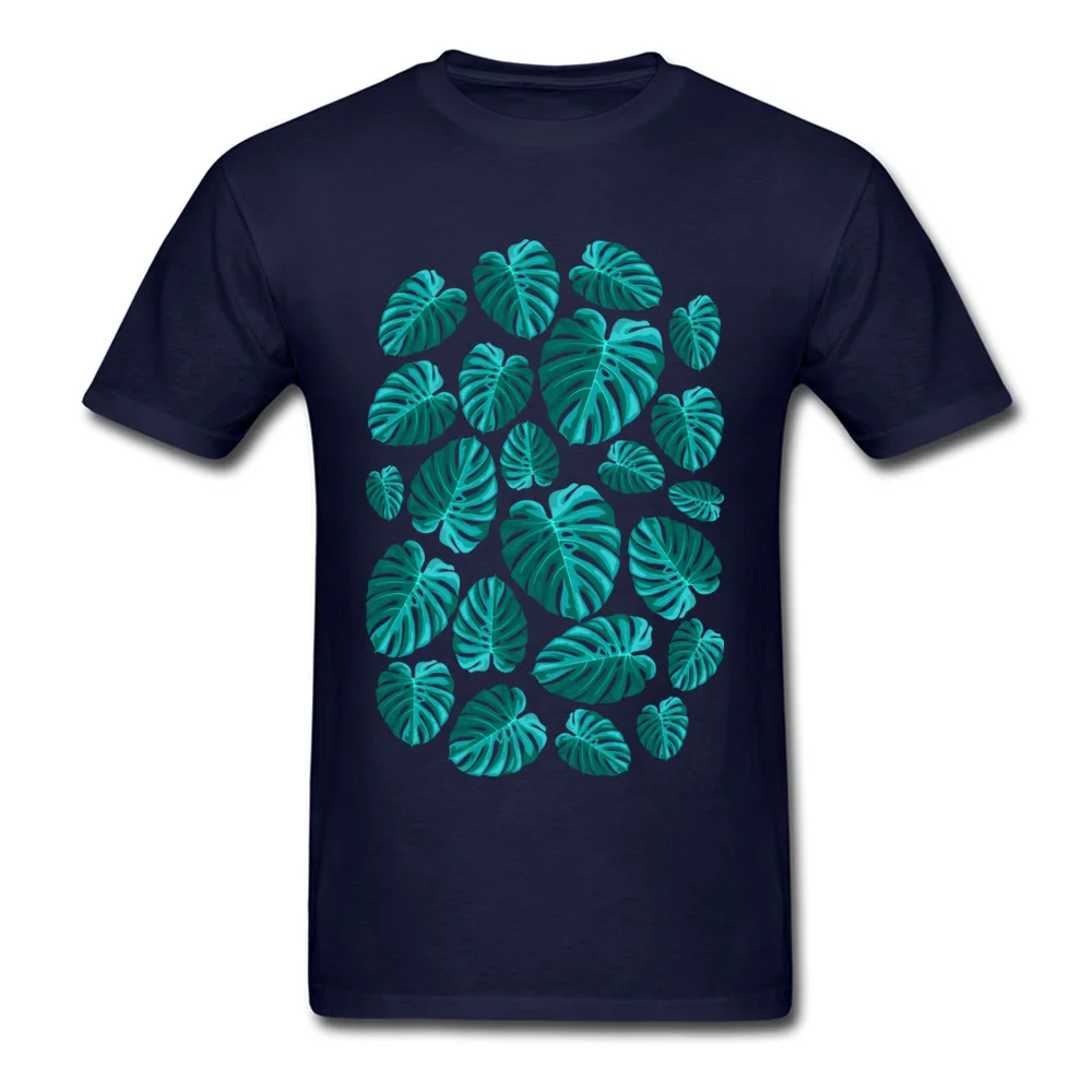 Tropical Leaf Monstera Plant Pattern T-shirts New Fashion Mens Lovers Day Tops Tees Personalized Sweatshirts O-Neck Pure Cotton Tropical Leaf Monstera Plant Pattern navy