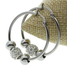 Стальные цветные новые дизайнерские стразы, Шаровые Бусины, амулеты из нержавеющей стали, серьги-кольца в стиле панк, стальные цветные круглые серьги