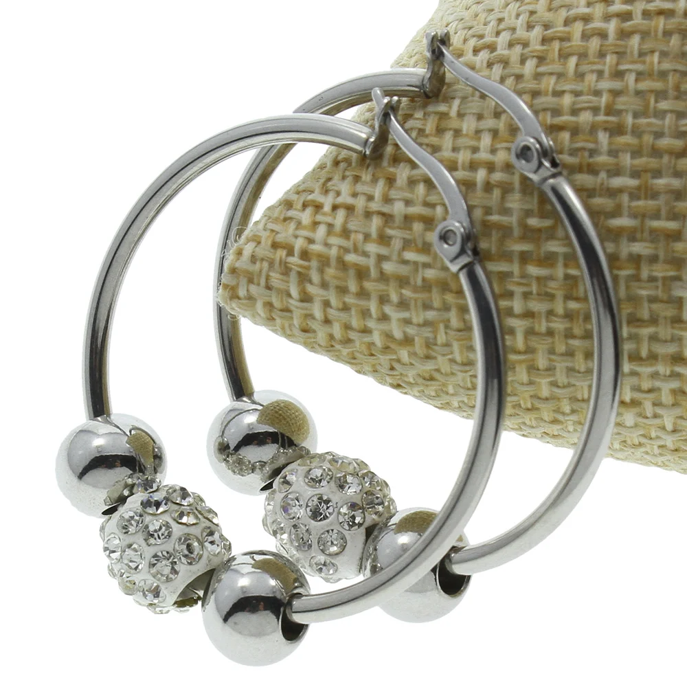 Серьги кольца Стразы из нержавеющей стали в стиле панк|designer hoop earrings|hoop earringsstainless