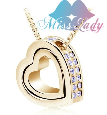 Miss Lady, День Святого Валентина, золотой цвет, австрийский кристалл, дизайн, женское сердце, подвеска, ожерелье, модное ювелирное изделие для женщин, MLY2891 - Окраска металла: Gold  Violet