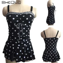 Dots Print Swimwear Women Two Piece Plus Size Swimsuit 2017 Vintage Retro Bathing Suit Brazilian Monokini Skirt Swimsuit