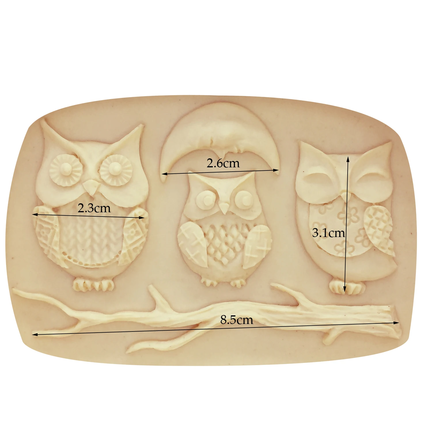 M0449 Owl Silicone Mold- Bird moon and Branch Mold Sugarcraft, Cake Decoration, Fondant, Gum Paste, Chocolate, Resin Mold