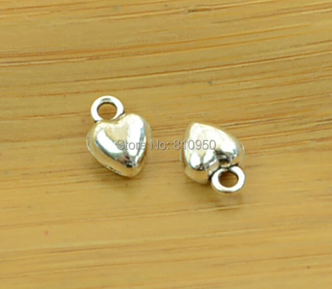 Alloy jewelry accessories wholesale 200pcs 7x10mm Antique Silver Heart Charms Pendantpendant