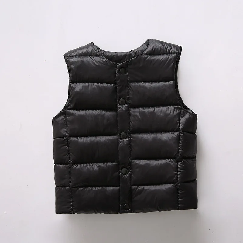 Autumn Winter Waistcoat Boys Girls Baby Coats Child Children Clothes Baby Down Jacket Kids Warm Stand Collar Down Vest - Цвет: Черный