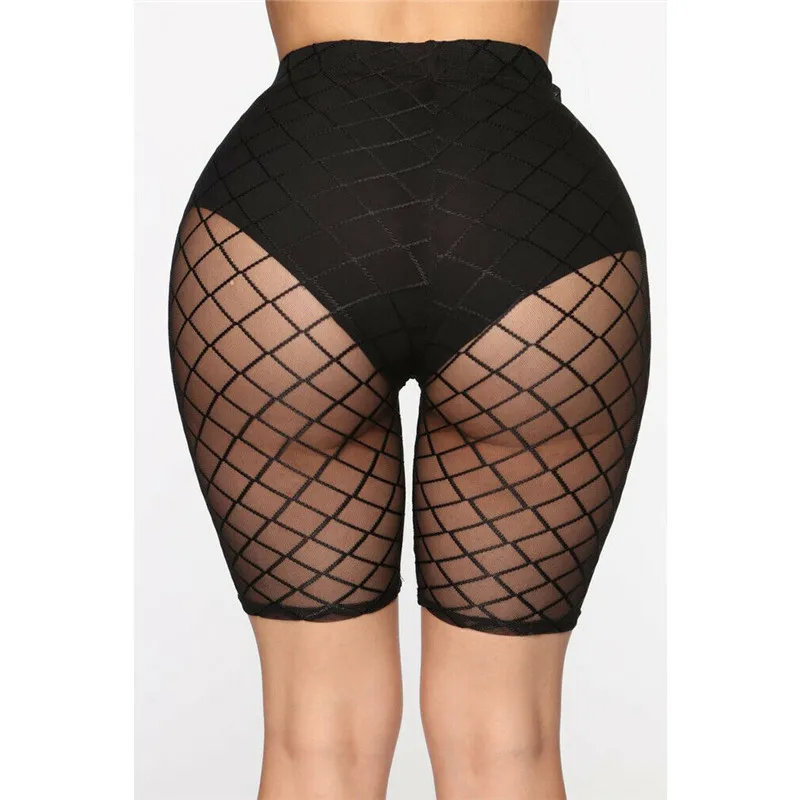 Women's Half Beach Bottoms New Sexy Fishnet Soild Color Swimming Shorts Female Summer See-through High Waisted Swim Briefs Hot