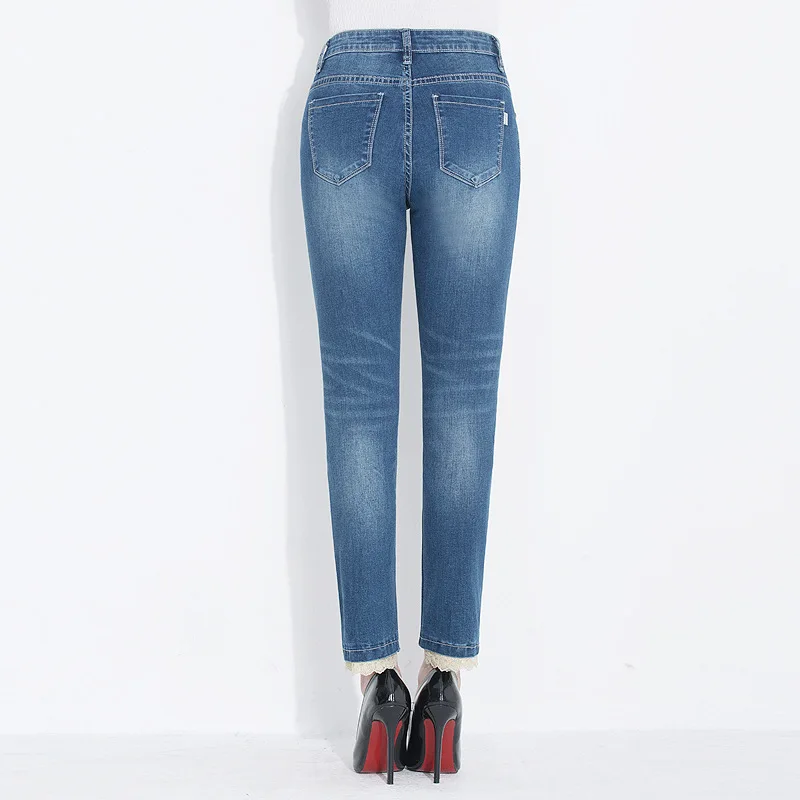 Stretch Flares 2018 Elasticidad Mujeres Bordado Pantalones Bell Vaqueros Slim Bottom Nuevo Alta Cintura Señoras El Azul Denim OpqOR1xS