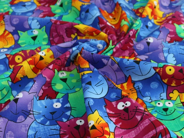 Cartoon cats patchwork sewing digital print fabric