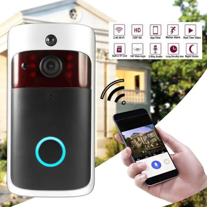 

WiFi Smart Wireless Security DoorBell Smart 720P Visual Intercom Recording Video Door Phone Remote Home Monitoring Night Vision