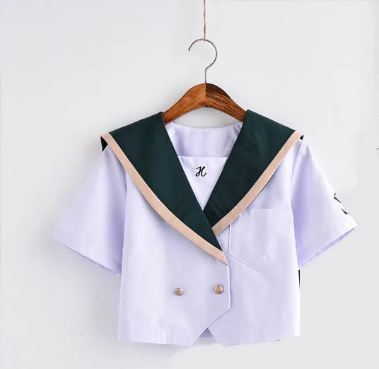 Package E Зеленый японский Jk школьная форма для обувь девочек Embroideried короткий рукав средней школы для женщин Новинка карнавальный костюм матроса косплэй XXL - Цвет: Package E