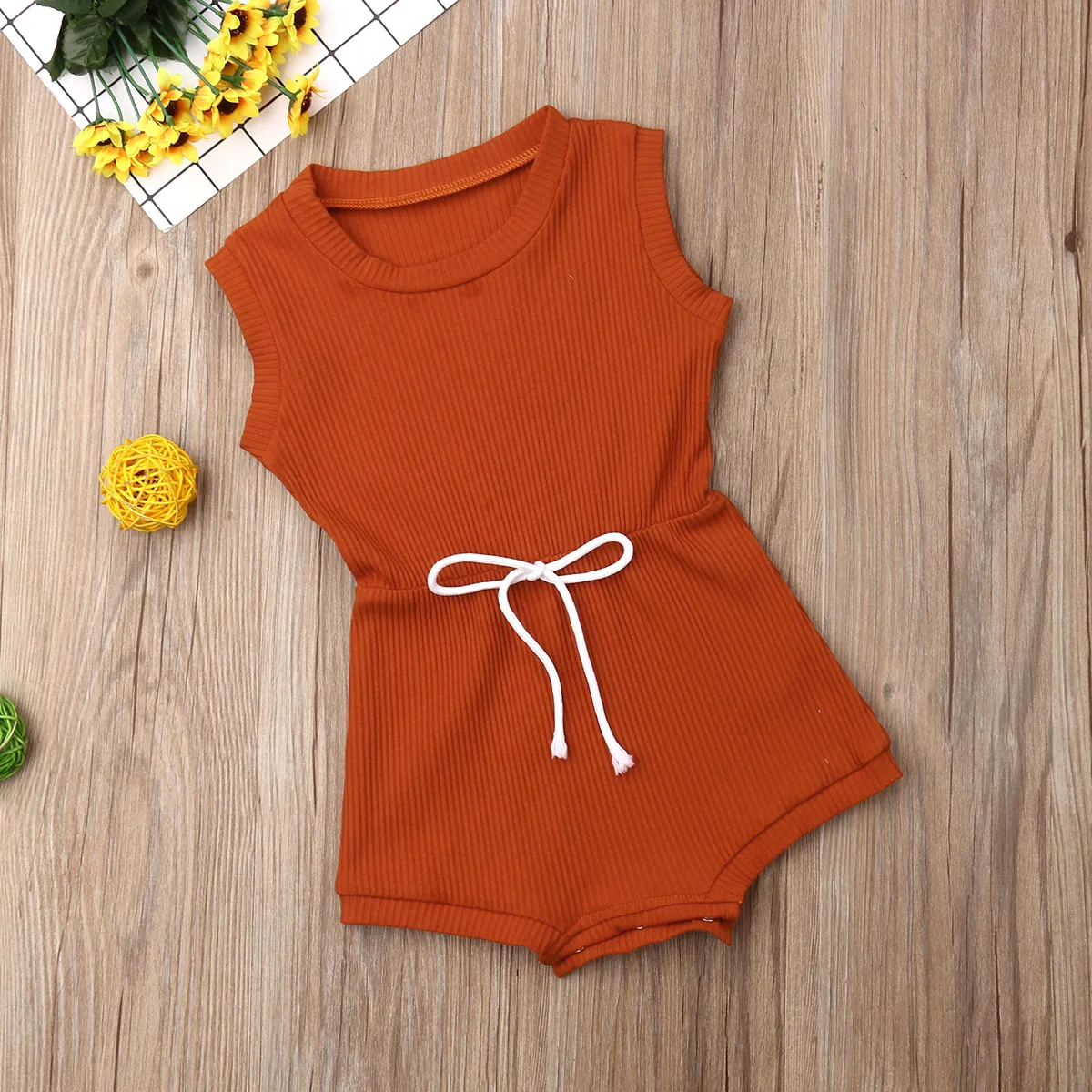 

Newborn Baby Girls Boys Solid Sleeveless Bodysuit Jumpsuit Outfits Sunsuit Clothes